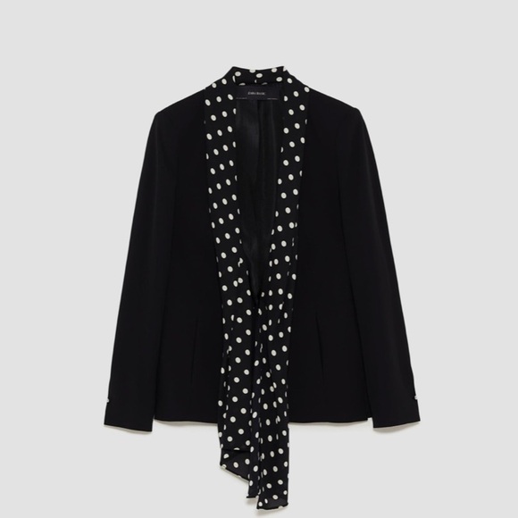 [Zara] Classy Black Polka Dot Scarf Blazer - Picture 3 of 11